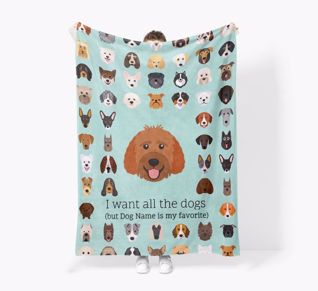 'All The Dogs' - Personalized {breedFullName} Blanket: Premium Sherpa Fleece